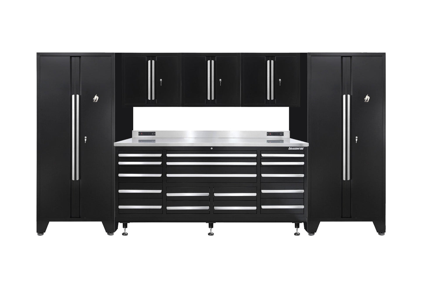 Pro Series 17 Drawer Workbench Package - Workbench, Wall Cabinets & Locker Cabinets
