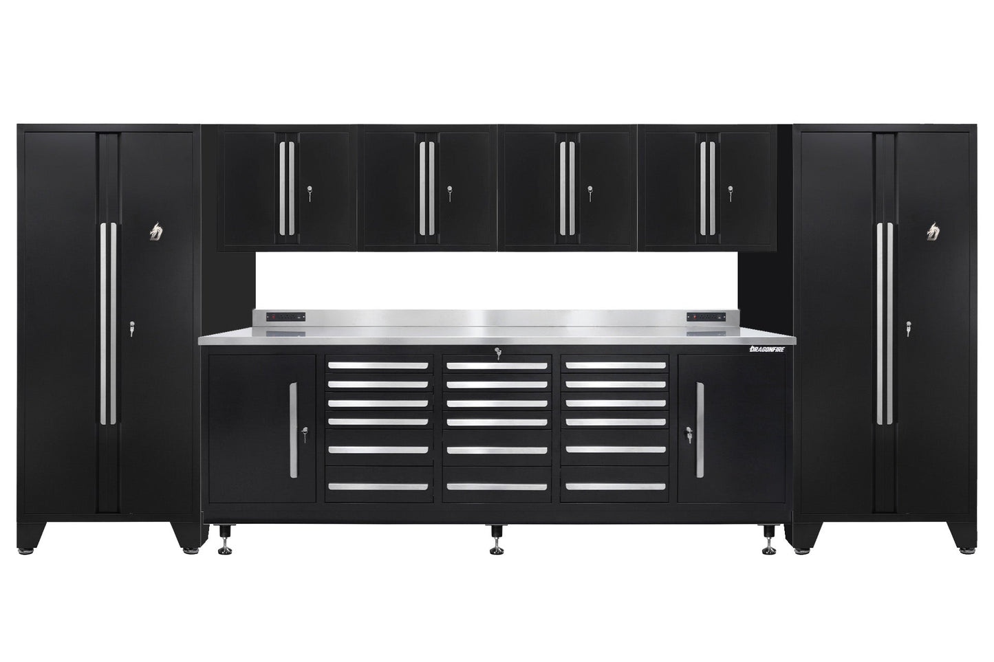 Pro Series 18 Drawer Workbench Package - Workbench, Wall Cabinets & Locker Cabinets