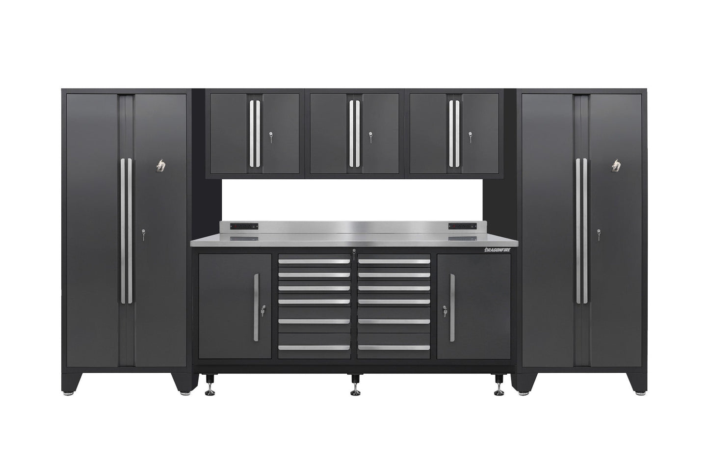 Pro Series 12 Drawer Workbench Package - Workbench, Wall Cabinets & Locker Cabinets