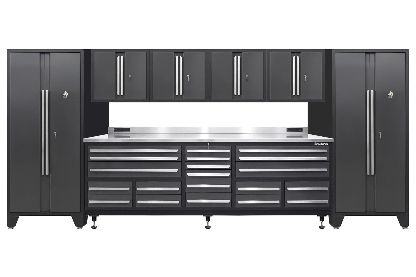 Pro Series 20 Drawer Workbench Package - Workbench, Wall Cabinets & Locker Cabinets