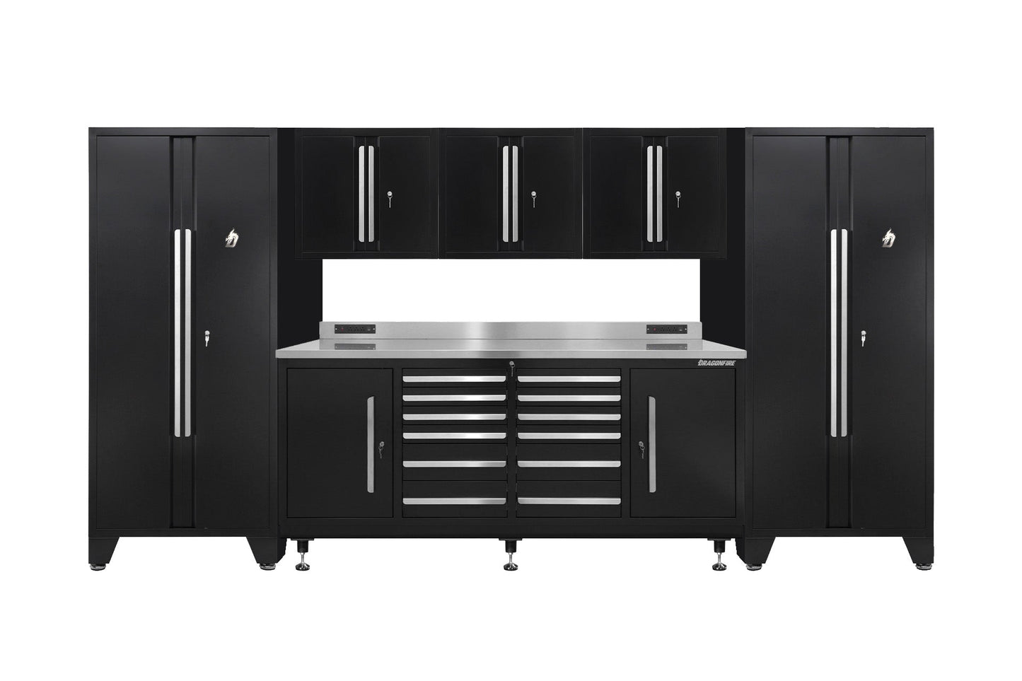 Pro Series 12 Drawer Workbench Package - Workbench, Wall Cabinets & Locker Cabinets