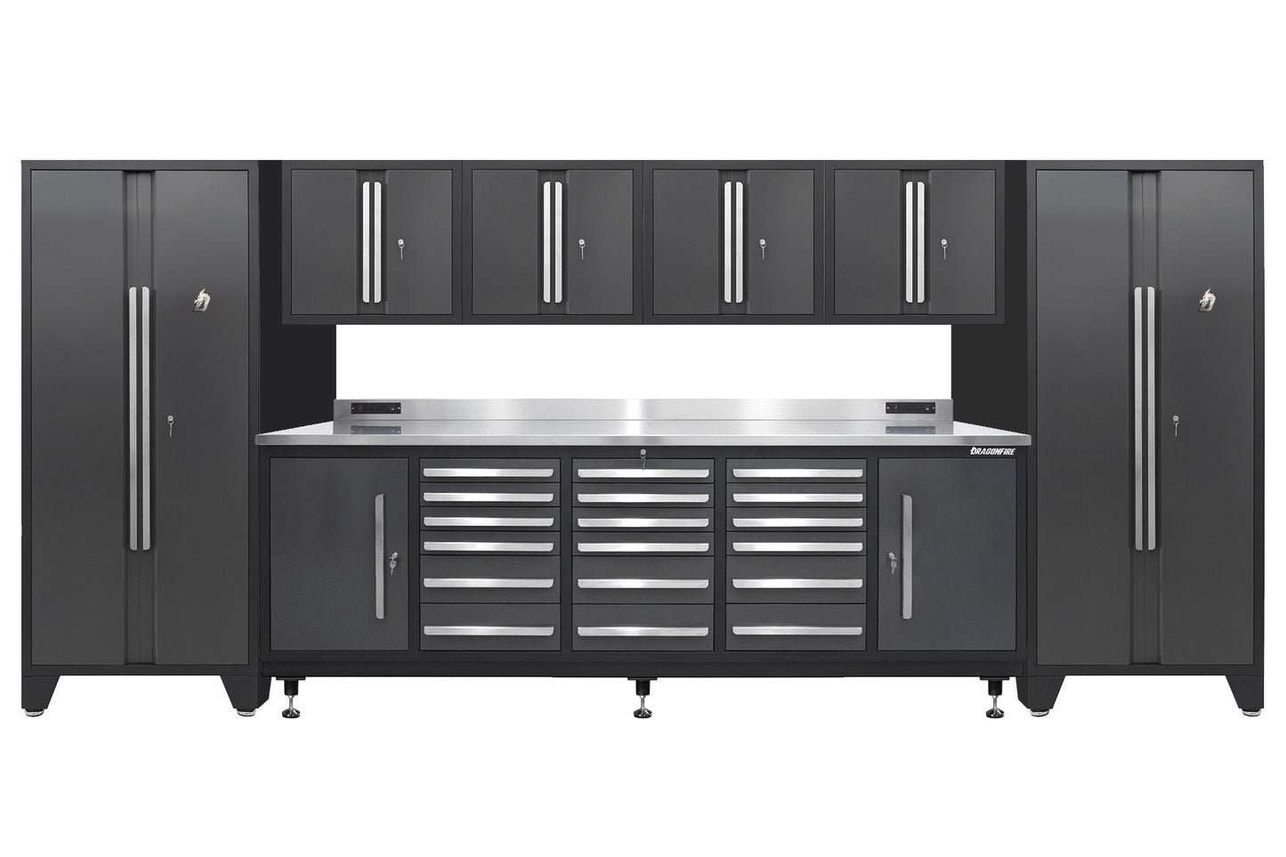 Pro Series 18 Drawer Workbench Package - Workbench, Wall Cabinets & Locker Cabinets