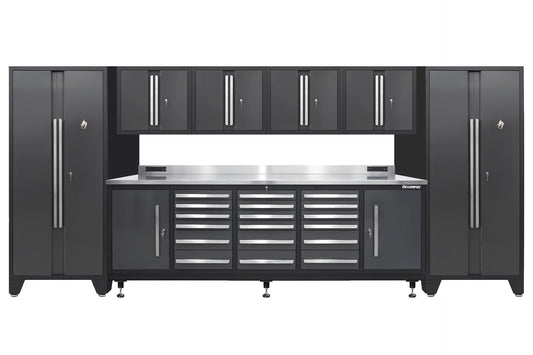 Pro Series 18 Drawer Workbench Package - Workbench, Wall Cabinets & Locker Cabinets